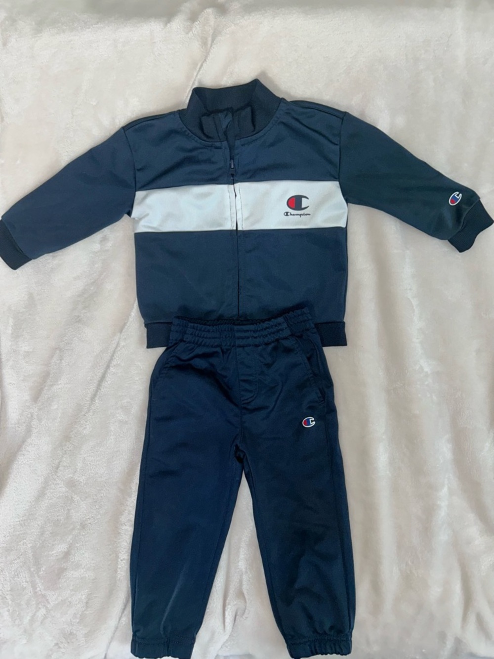 Champion Kids Navy and White Track Set
